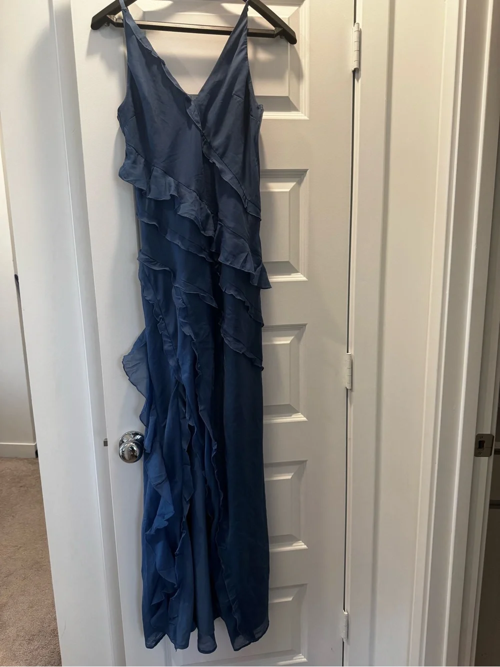 Abercrombie & Fitch  blue cascading Ruffles Maxi Dress